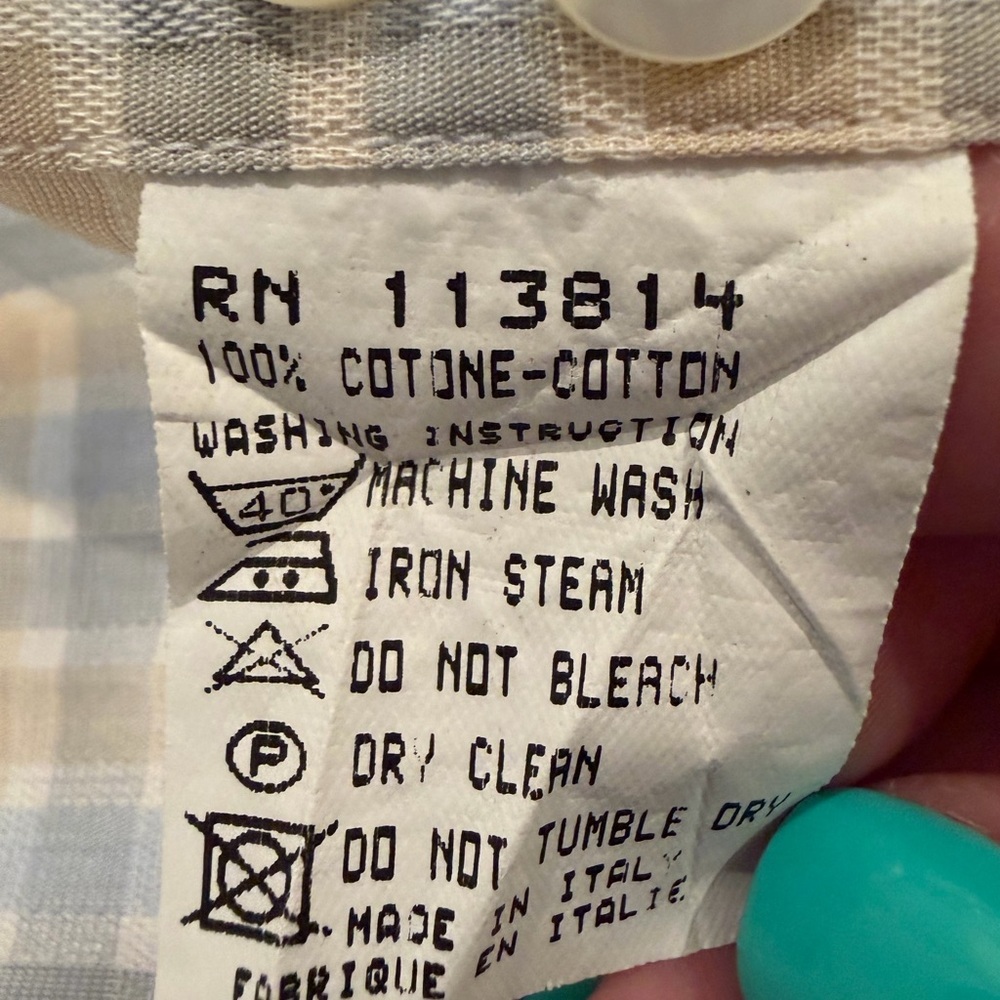 Billy Reid Plaid Button Down Shirt XL Made in Italy 100% Cotton EUC - Picture 6 of 6